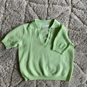 Mango Lime Green Knit Top